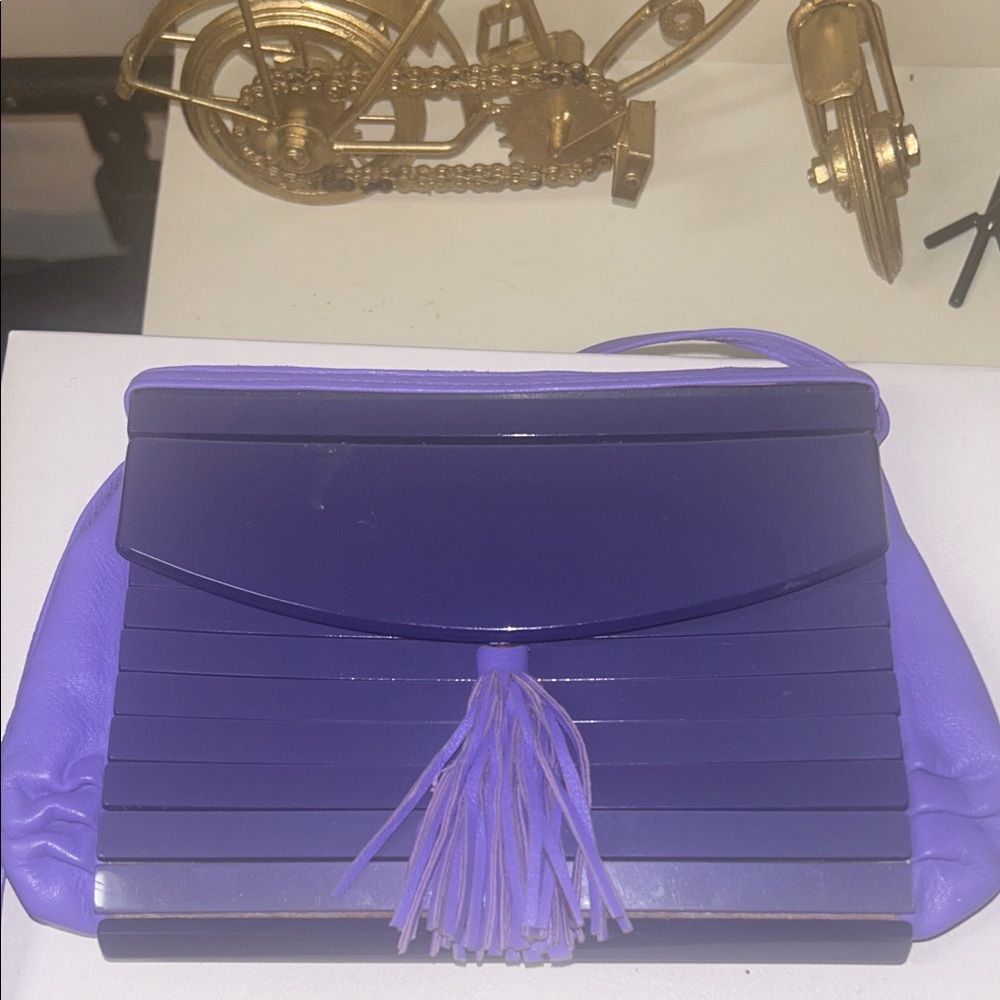 Vintage Italian leather Purple Tassel Women's Bag - Picture 10 of 10